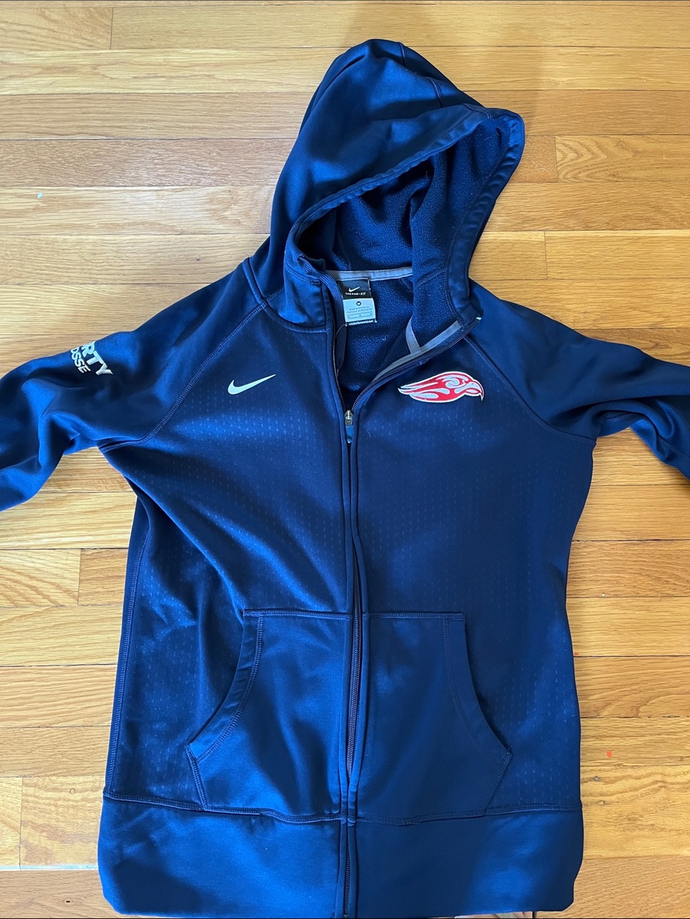 Liberty University Nike Women’s Navy Blue Full-Zip Hoodie with Liberty Red Flame